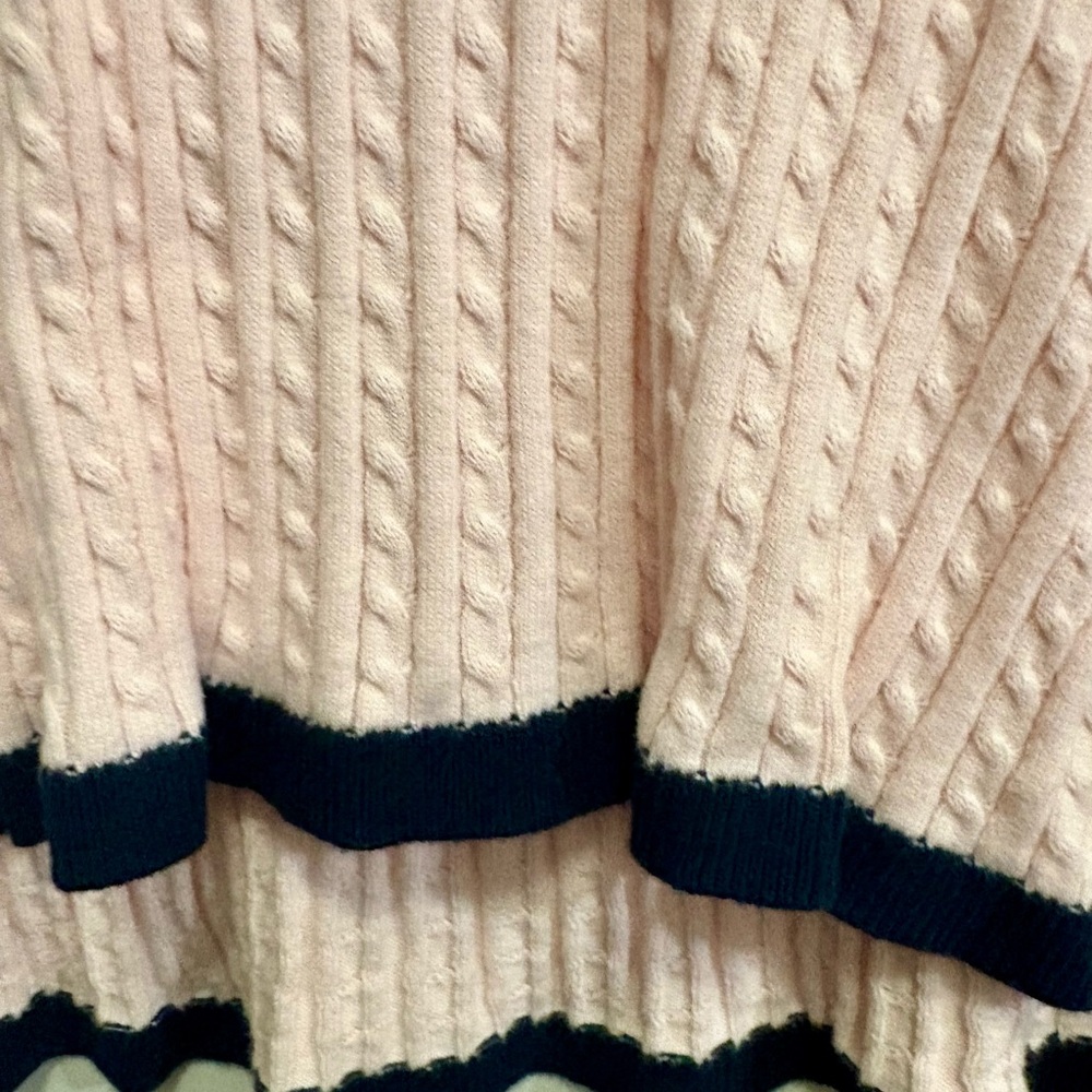 Pink Cable Knit Sweater with Black Trim - Picture 4 of 7